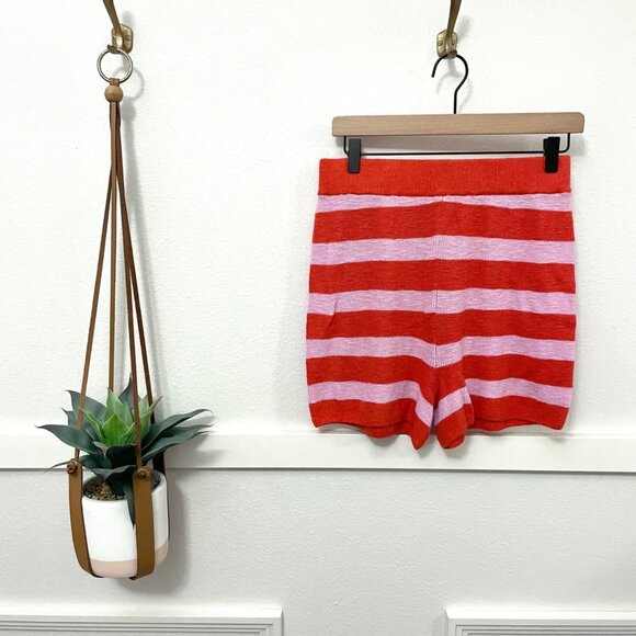 Free People Beach Malibu Surf Sweater Striped Knit Shorts Orange Pink Size M - Picture 2 of 6